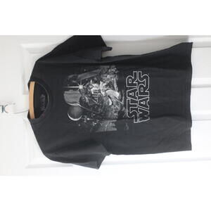 tar Wars Graphic T-Shirt Black Darth Vader Faded Print Large